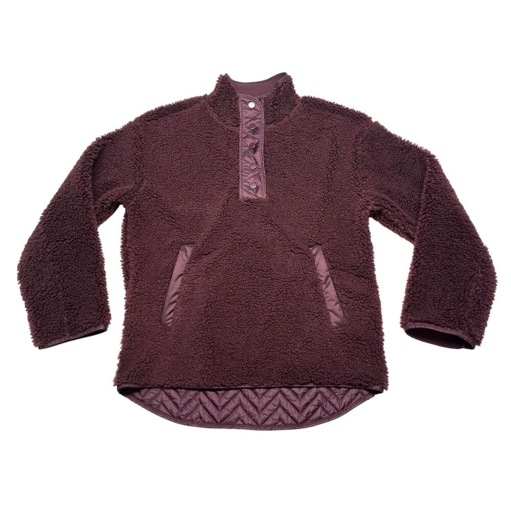Athleta Purple Cozy Sherpa Snap Pullover Sweatshirt Jacket